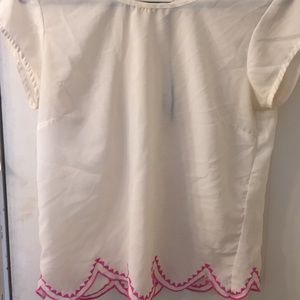 Sheer shirt with cute pink trim