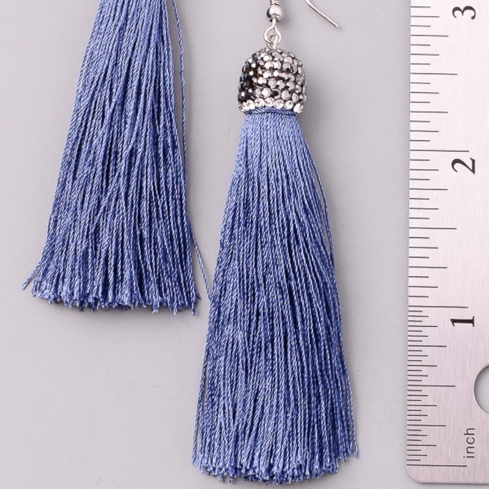 Turquoise Tassel Earrings - Picture 2 of 2