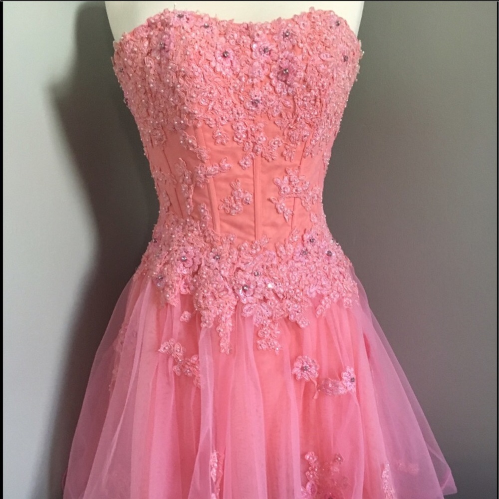💗Sherri hill short prom dress peachy pink💗