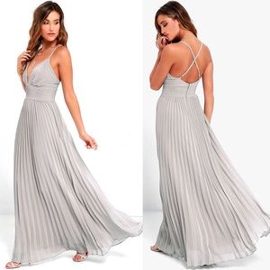 Gray Pleated Maxi Dress by LuLus