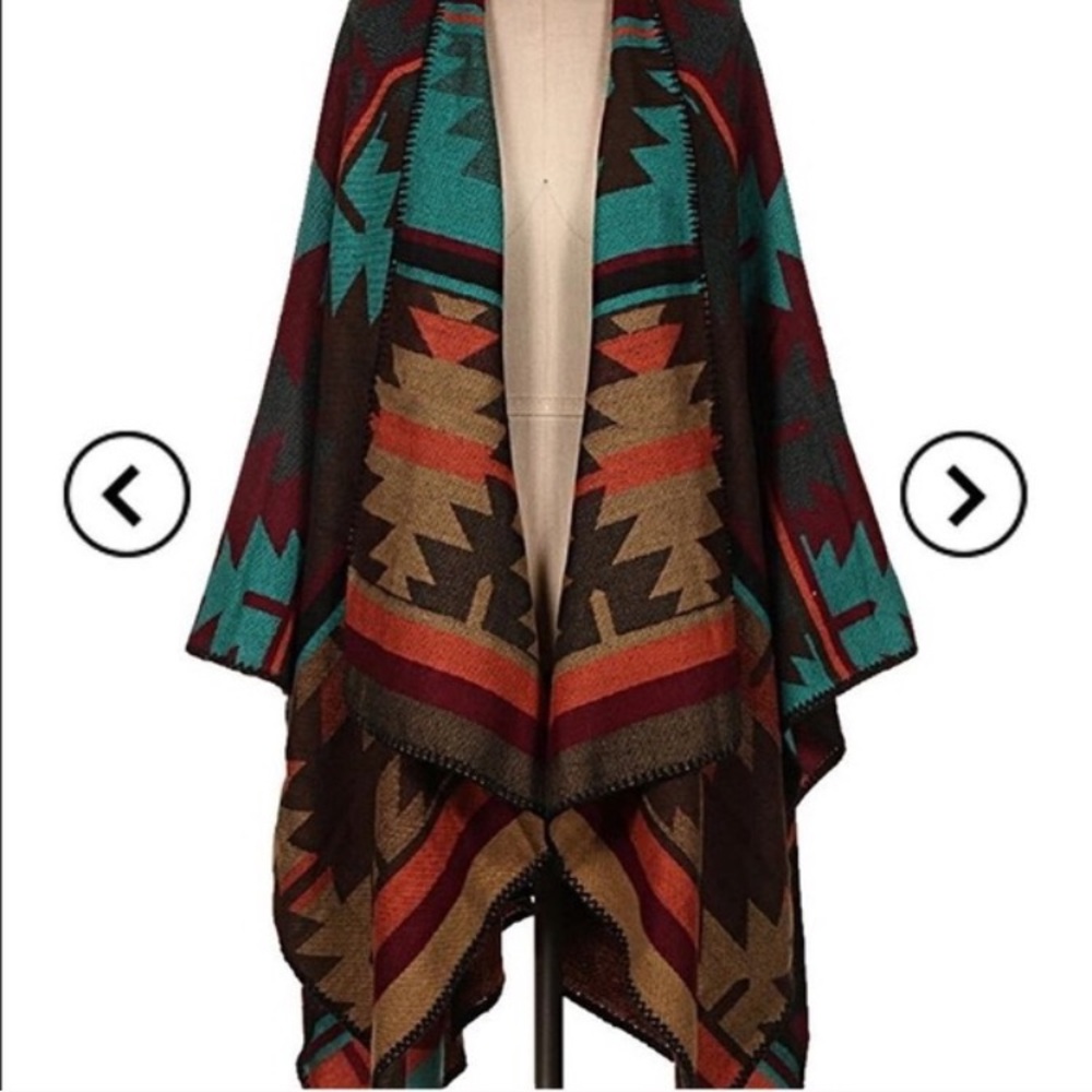 Aztec print Poncho