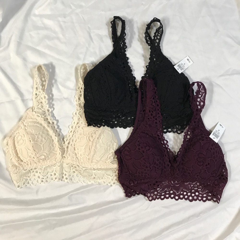 🚨🚨SOLD🚨🚨 Black, maroon, white bralettes