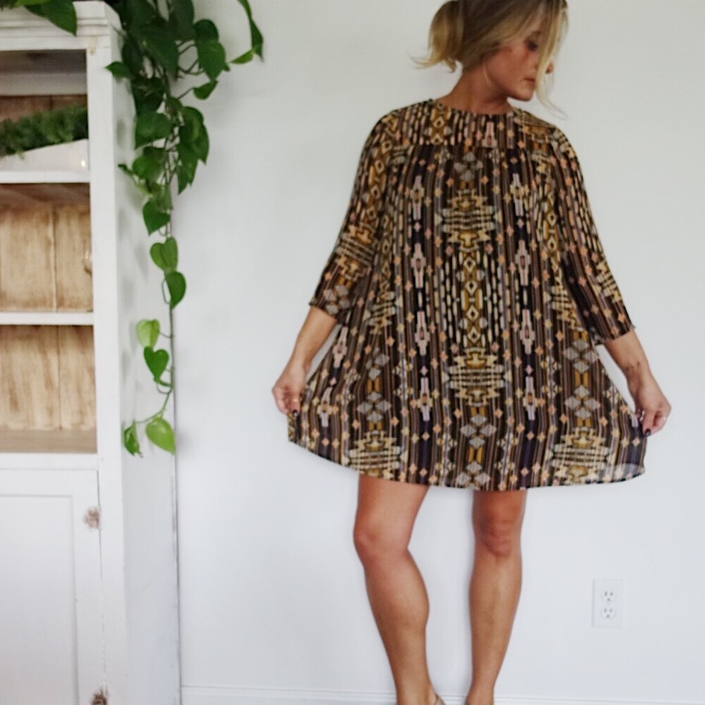 BOHO long sleeved H&M patterned dress