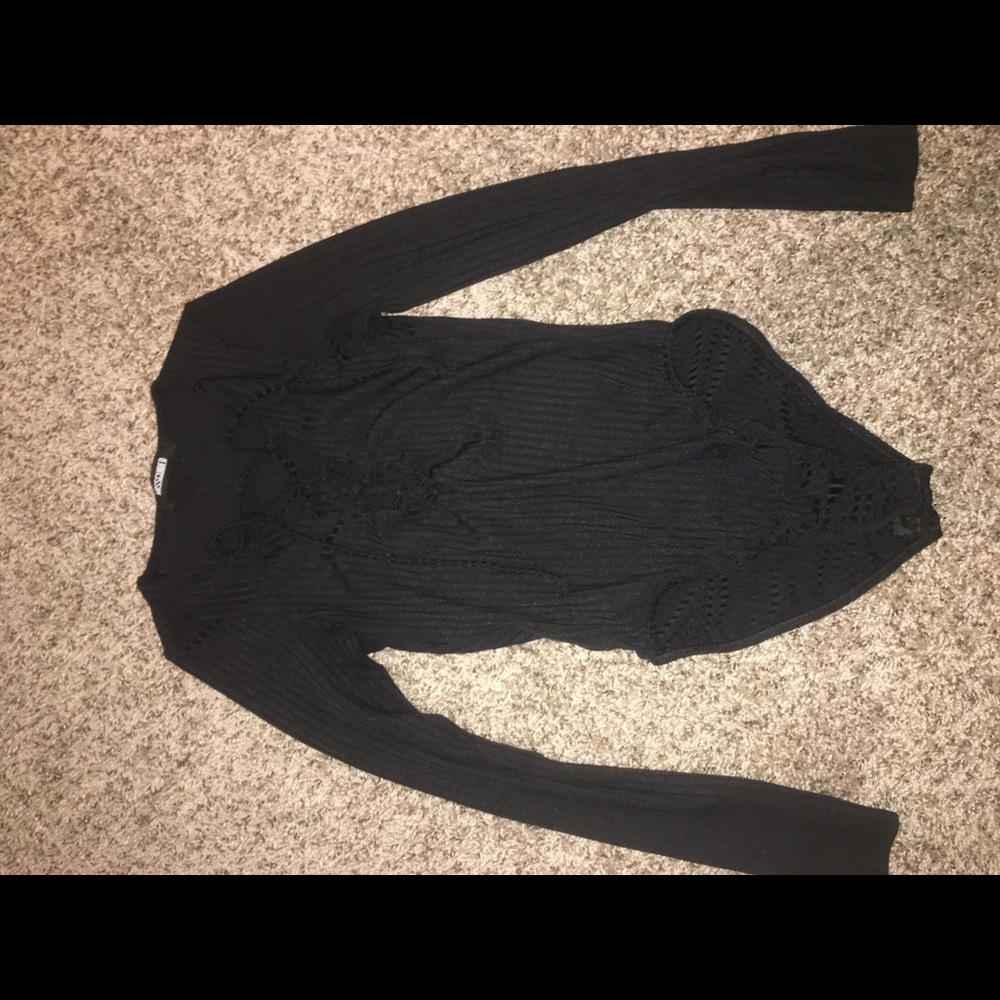 Black lace up body suit missguided