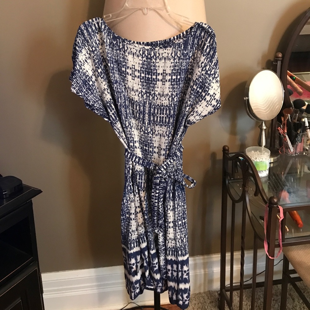 A Line Navy Printed Dress