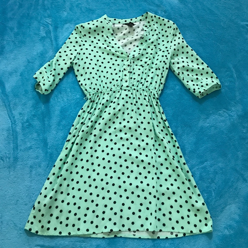 Mint green polka dot dress