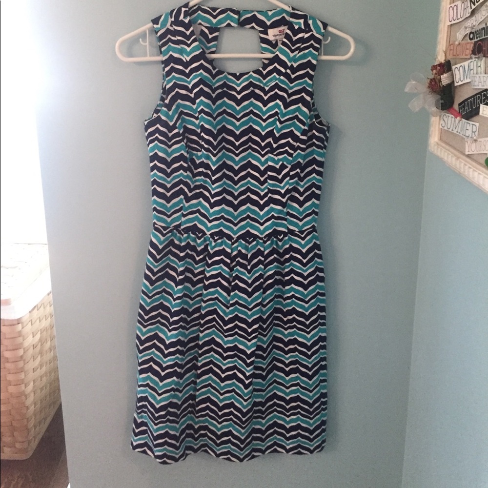 Vineyard Vines Blue Chevron Tail Dress