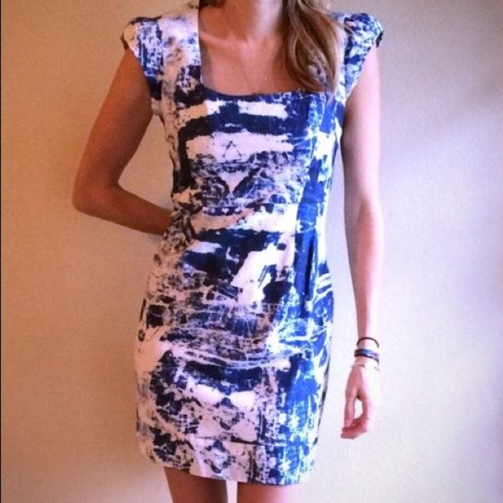 French Connection blue and white dress