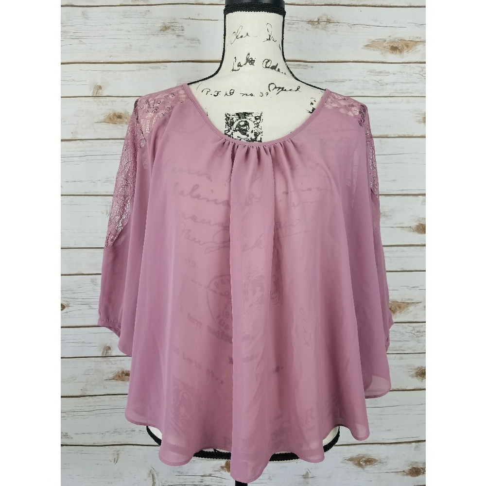 LC Lauren Conrad Purple Kimono Style Lace Blouse