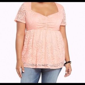 NEW! Torrid Lace Cinch Front Babydoll Top Size 00