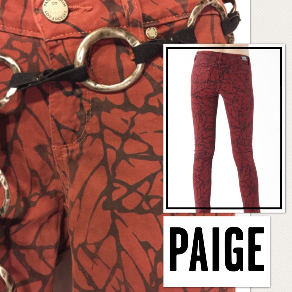 Rare PAIGE JEANS Leaf Print Skyline Skinny Jean