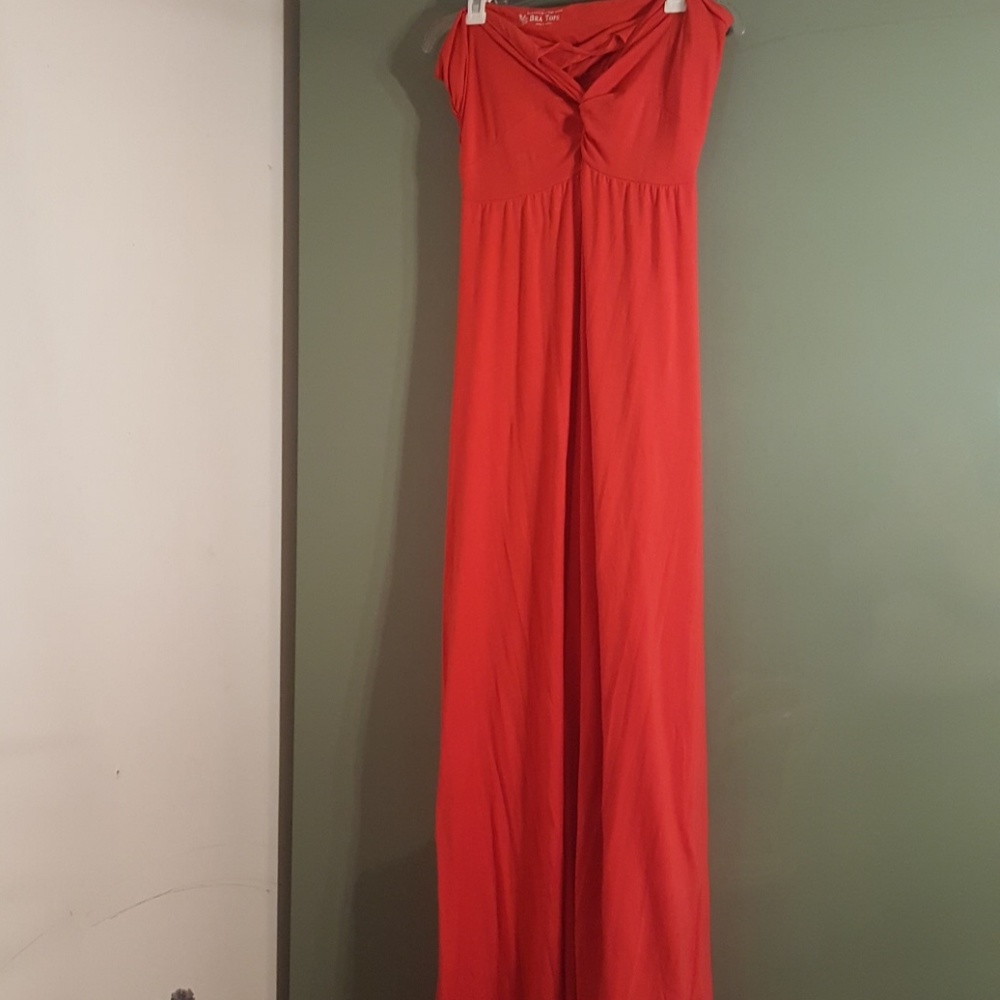 Coral twist maxi dress