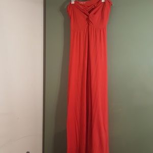 Coral twist maxi dress