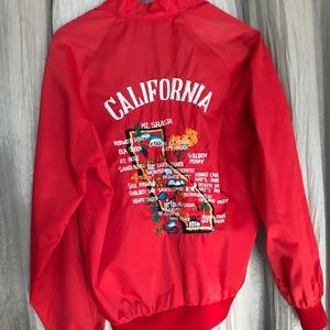 Red embroidered California bomber jacket