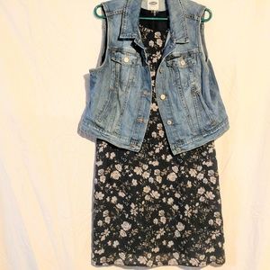 Old Navy floral dress AND Old Navy Denim Vest