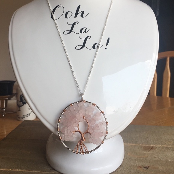 Handmade Jewelry - Rose Quartz Tree of Life Necklace