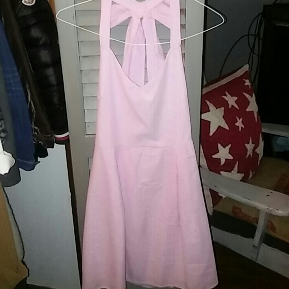 Beautiful seersucker open bow back dress