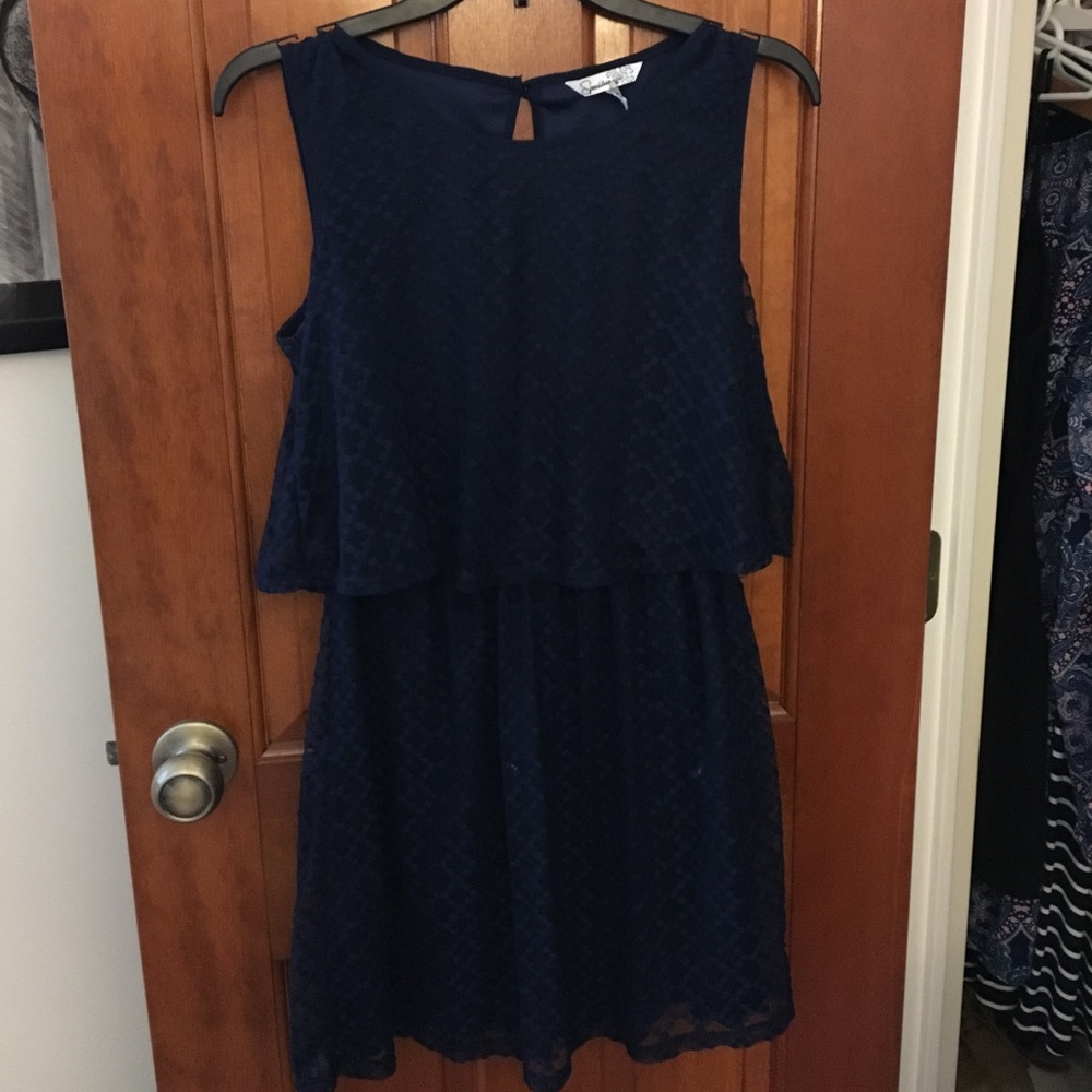 Speechless Navy Blue Popover Dress