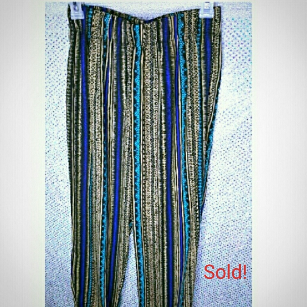 Ambiance Apparel Womens High Waist Boho Pants Sz M