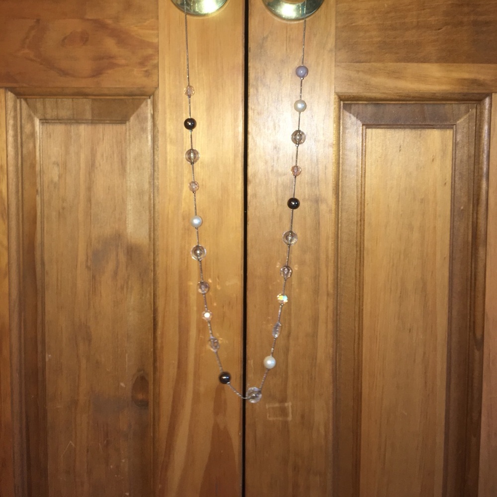 Long purple beaded necklace