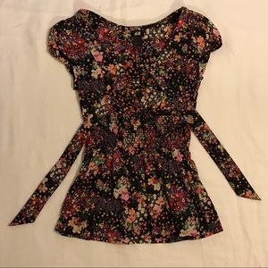 H&M floral blouse with keyhole cutout