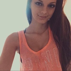 Pink heart back cut out tank top