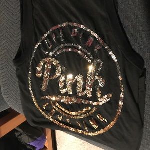 Black Pink tank with sparkles on the back