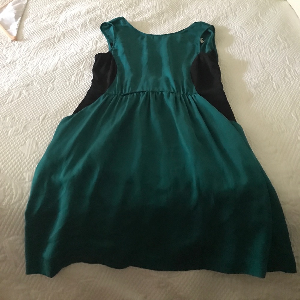Black and green color blocked dress