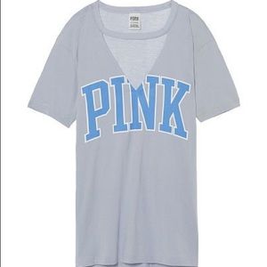 VS PINK grey cut out t shirt - large