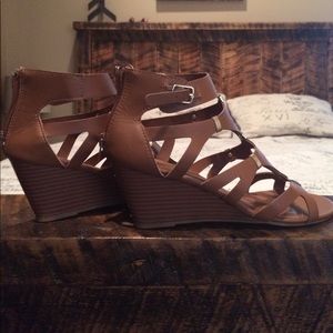 BUY ANY 2 FOR $15! Brown faux leather wedge sandal