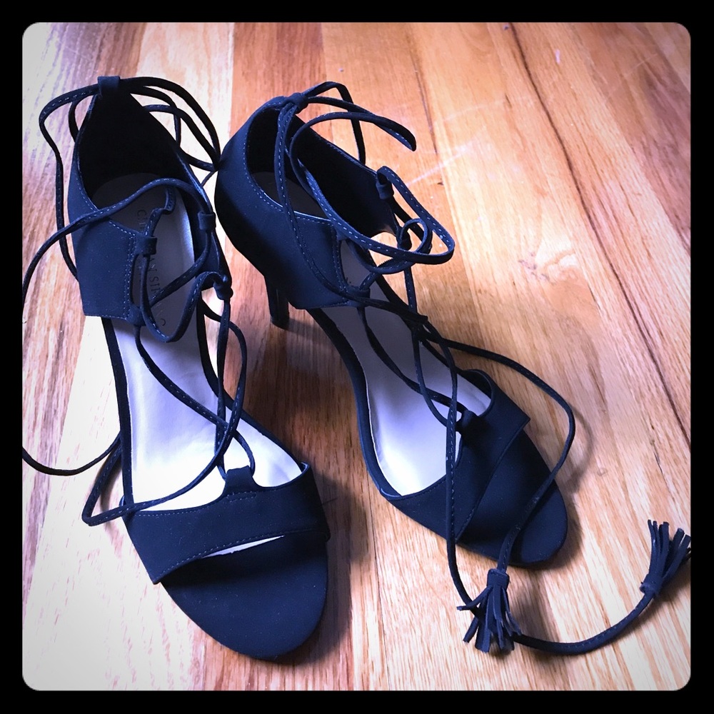 Black lace up heels