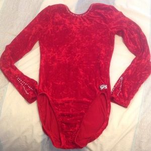 Red velvet leotard