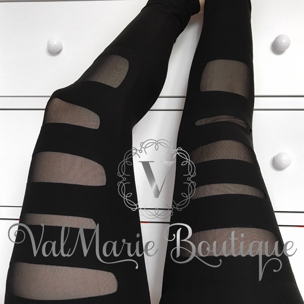 SOFT BRUSHED MESH INLAY LEGGINGS - Picture 3 of 5