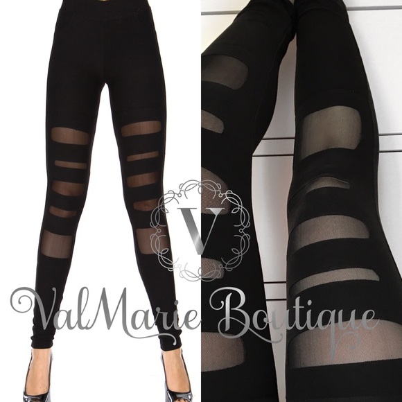 SOFT BRUSHED MESH INLAY LEGGINGS - Picture 5 of 5