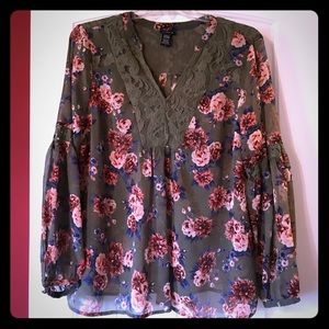 Torrid olive green chiffon shirt- Size 2