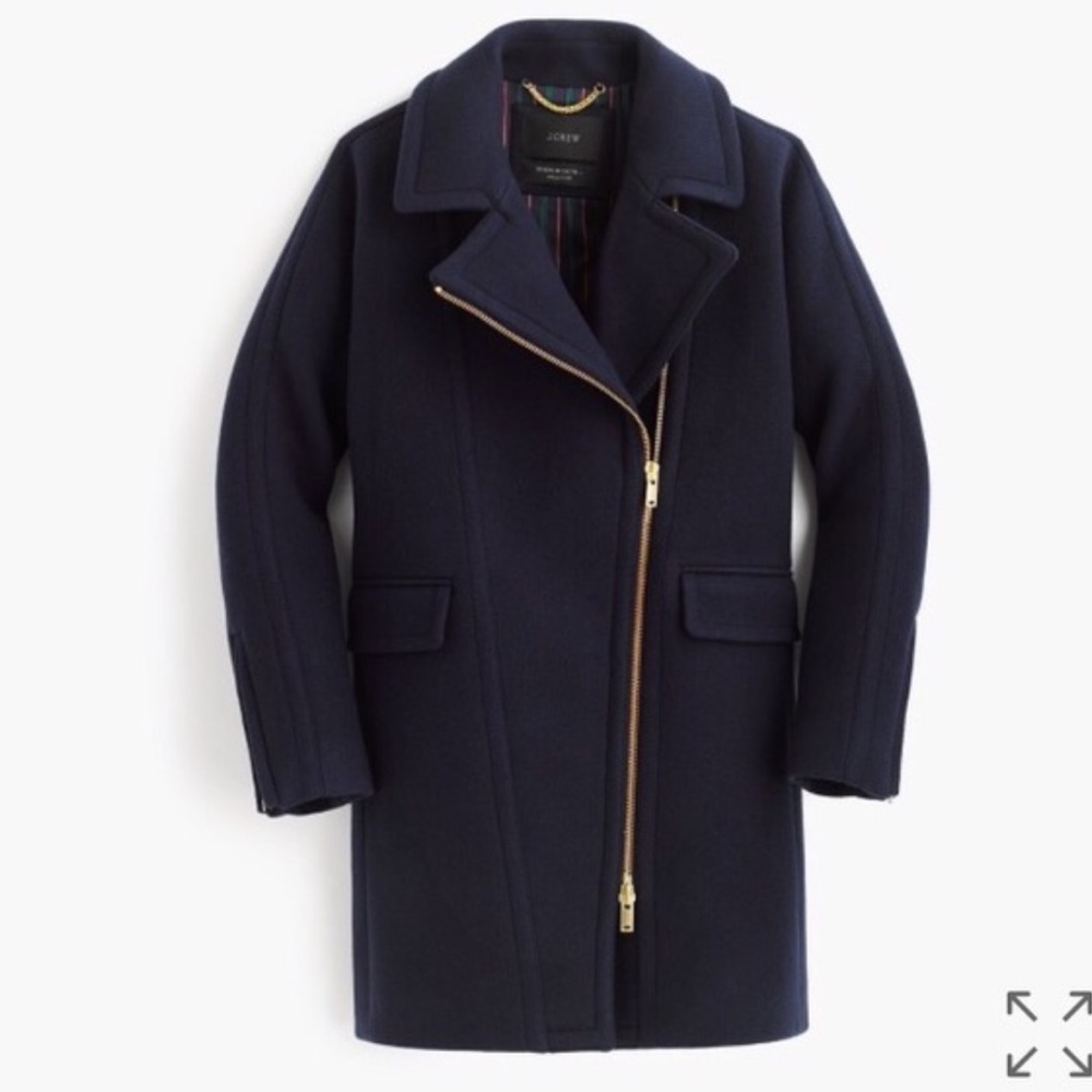 J. Crew Navy Zippered Coat in Stadium Cloth