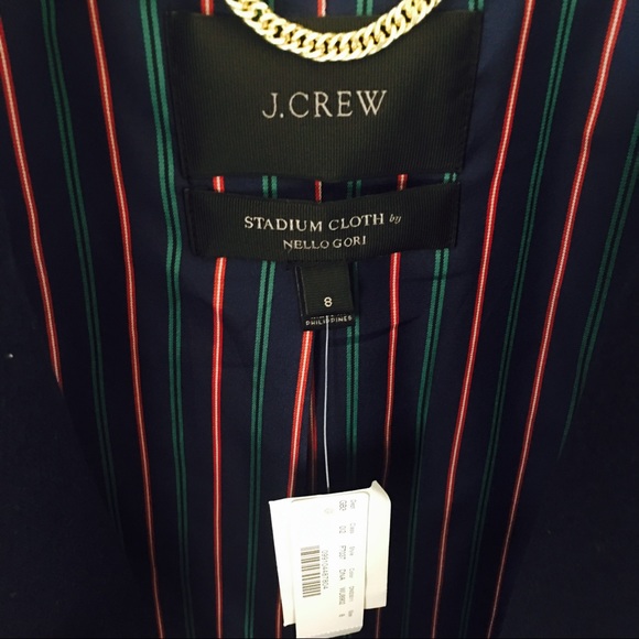 J. Crew Navy Zippered Coat in Stadium Cloth - Picture 2 of 6