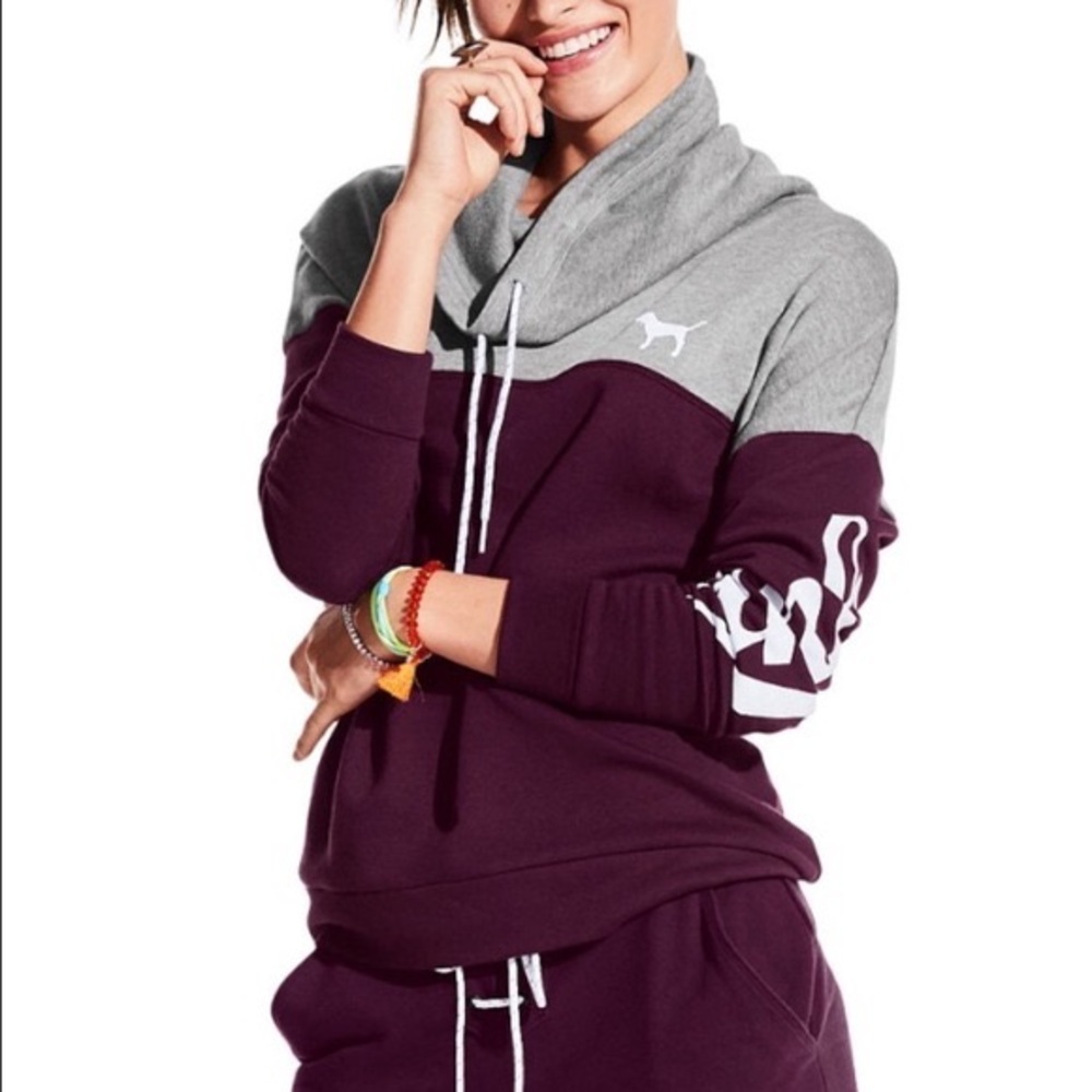 VS PINK maroon cowl neck sweatshirt - large