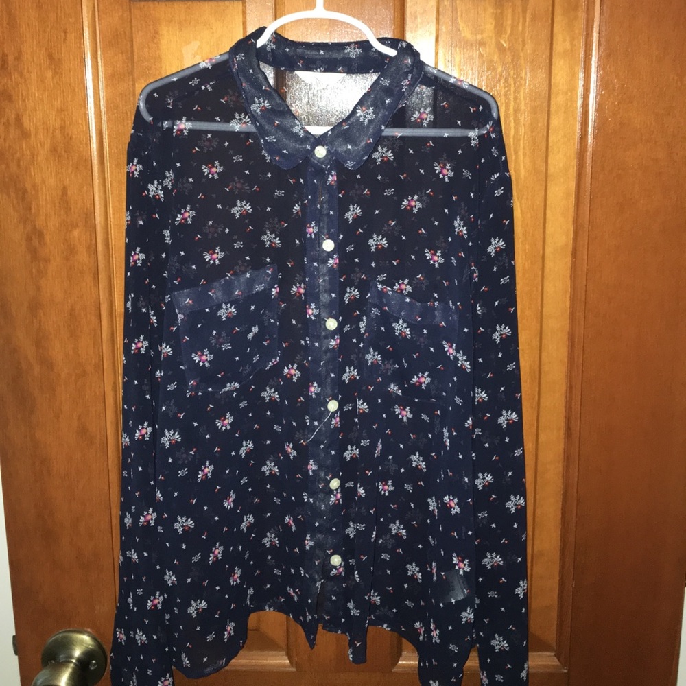 Aeropostale Sheer Button Down Shirt