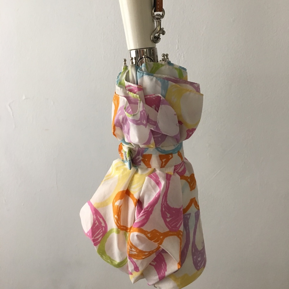 Coach signature pastel and white umbrella