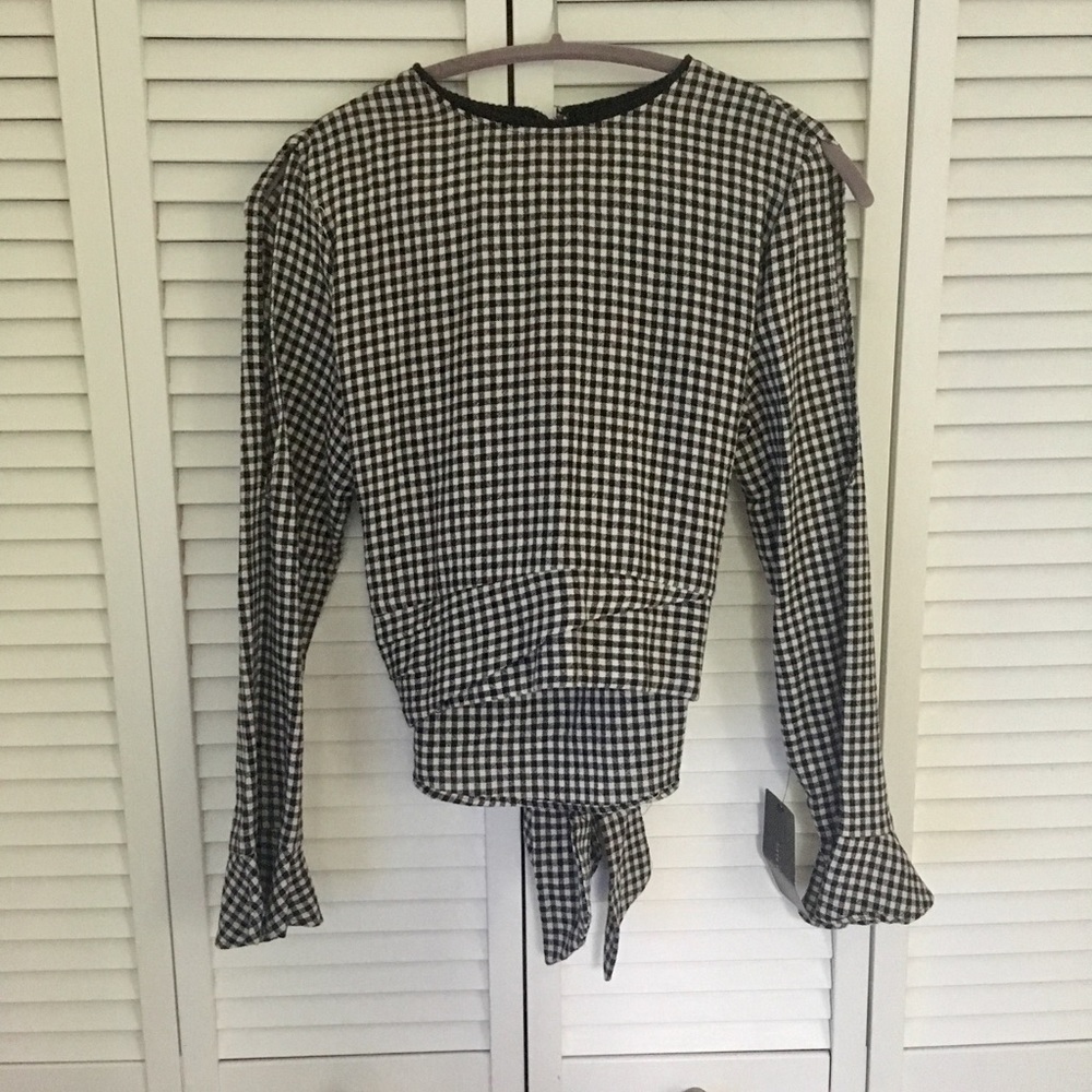 Zara Gingham Midrise Top