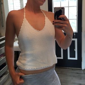 Dainty white crochet halter top