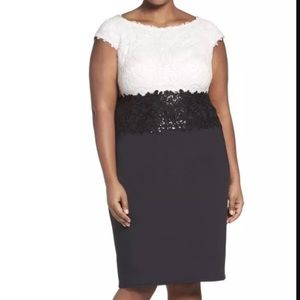 Tadashi shoji sequin neoprene sheath dress sz 16