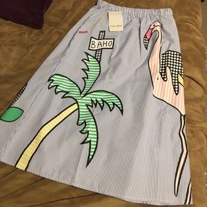 Donating 2/14 ⚠️ Flamingo Palm tree skirt NWT