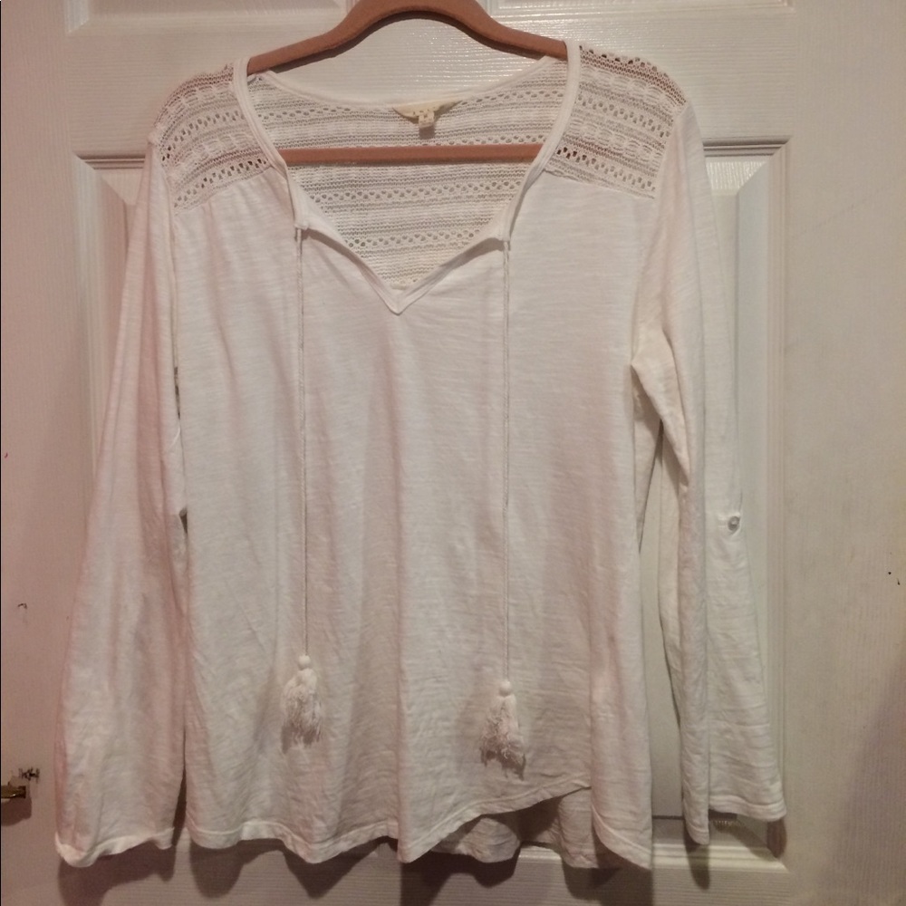 Anthropologie Adiva white crochet peasant blouse