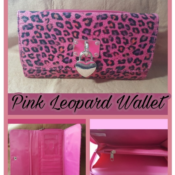PINK & BLACK LEOPARD PRINT WALLET EUC - Picture 1 of 5