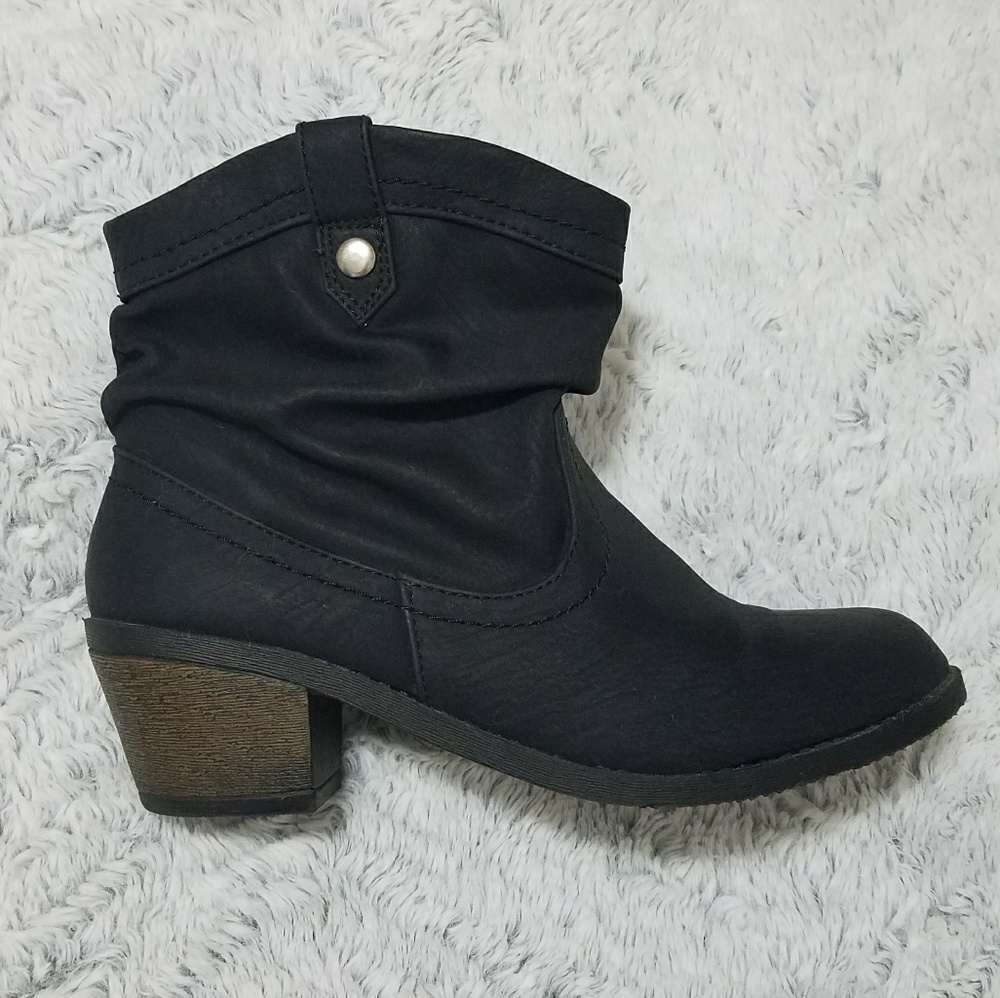 Slouchy Black Ankle Bootie