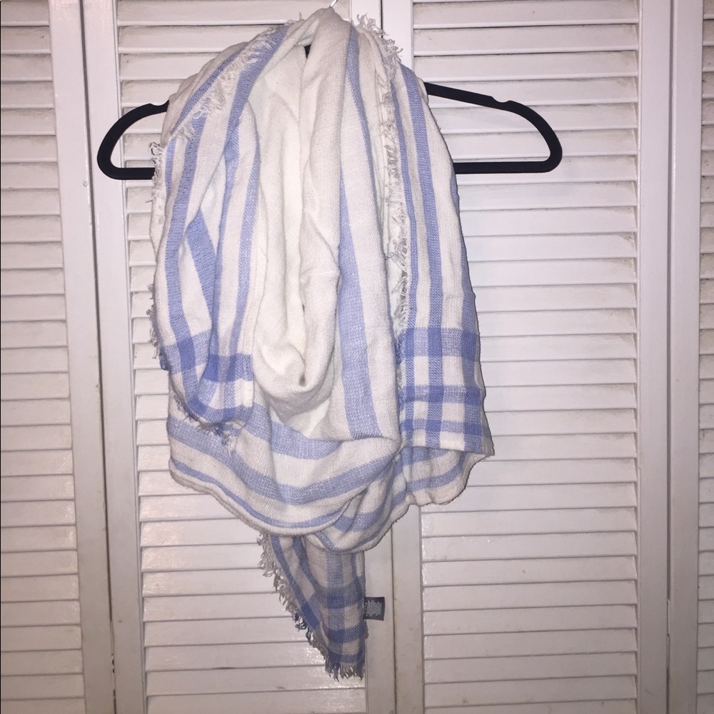 Baby blue and creme blanket scarf