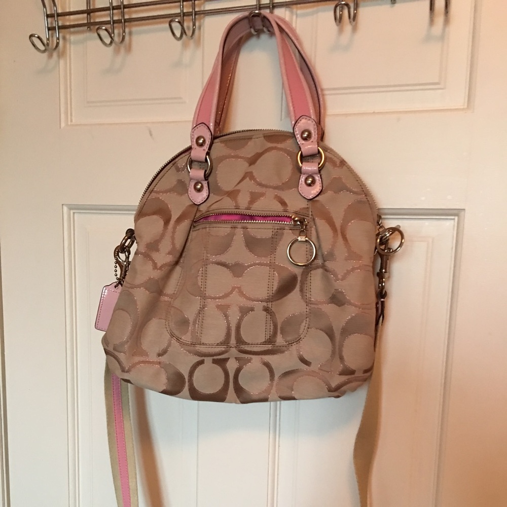 Coach satchel (tan & pink)