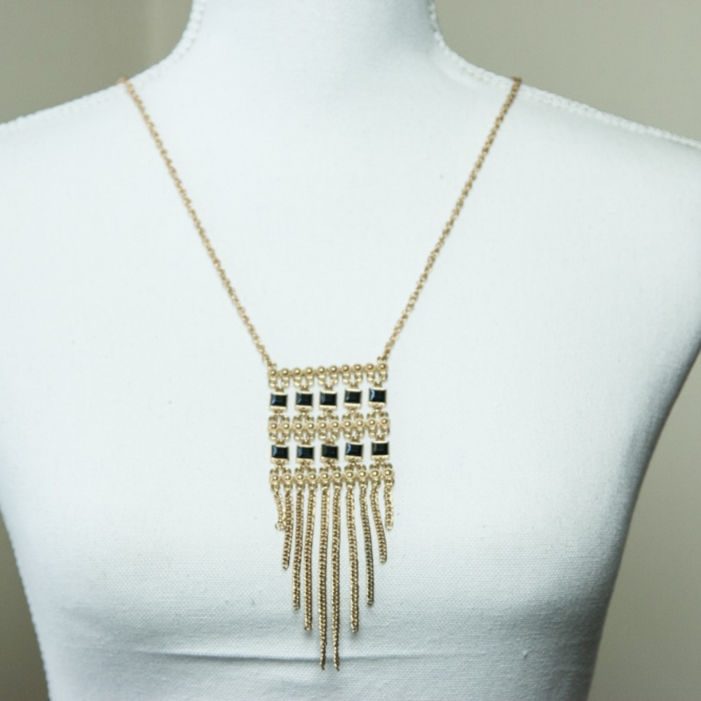 Gold with black Statement Necklace.
